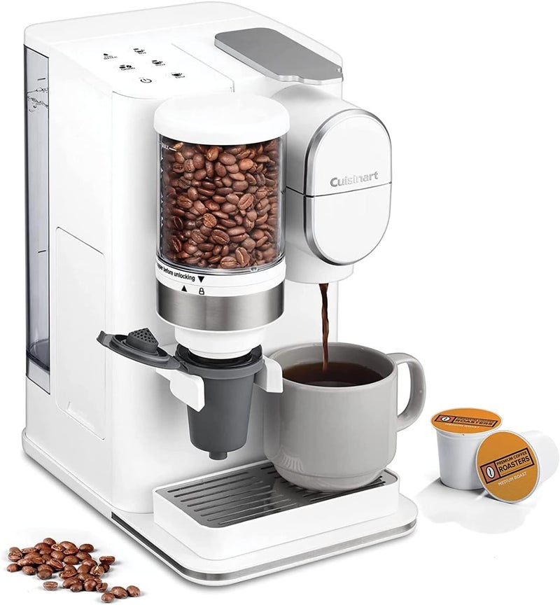 Cuisinart صانعة القهوة الفردية + مطحنة القهوة بحجم 8 أونصة، 10 أونصة، و 12 أونصة، متوافقة مع كبسولات القهوة الفردية، خزان قابل للإزالة بسعة 48 أونصة، من الفولاذ المقاوم للصدأ، DGB-2W - Image 3